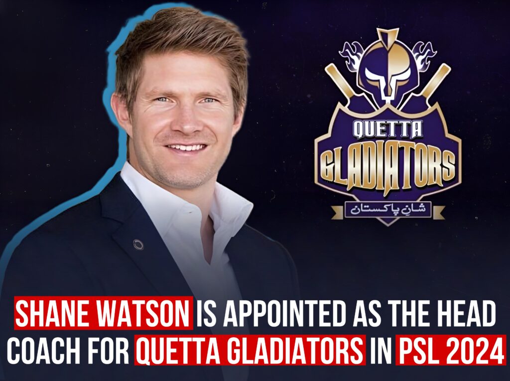 Shane Watson Appointed as Head Coach For Quetta Gladiator Team